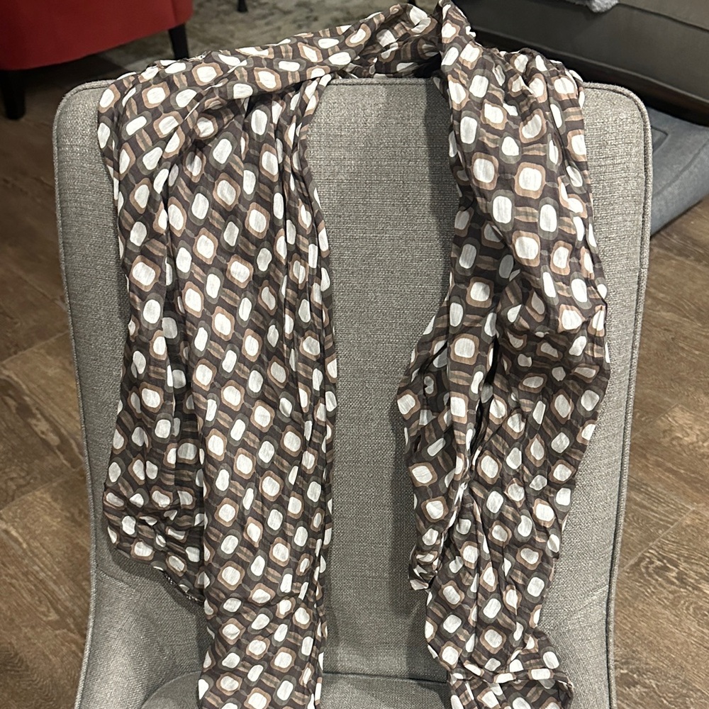Brown and White Patterned Scarf